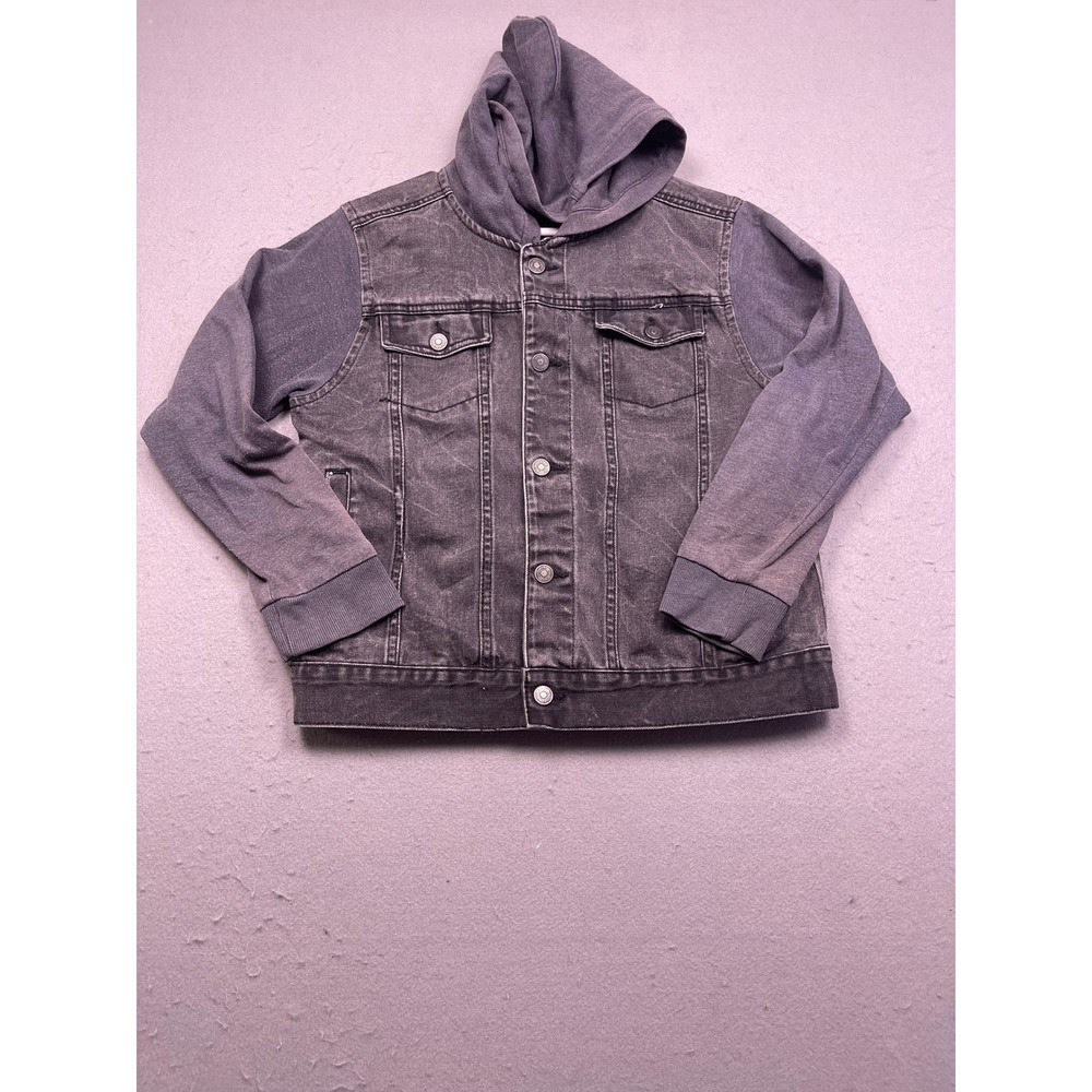 Ring of Fire Hooded Jacket Cotton Viscose Black Grey Large Mens